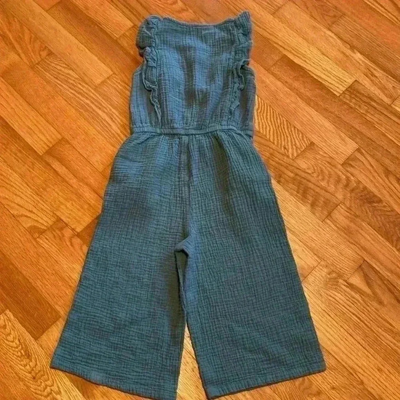 Cat & Jack Dusty Green Sleeveless Adaptive Wide Leg Jumpsuit in Size XS (4-5). - Picture 2 of 7